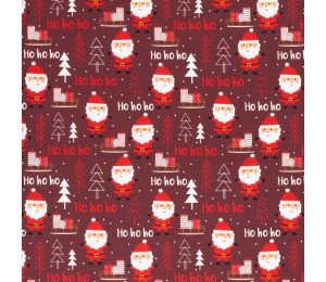 Baumwolle - Weihnachtsmann HoHoHo weinrot